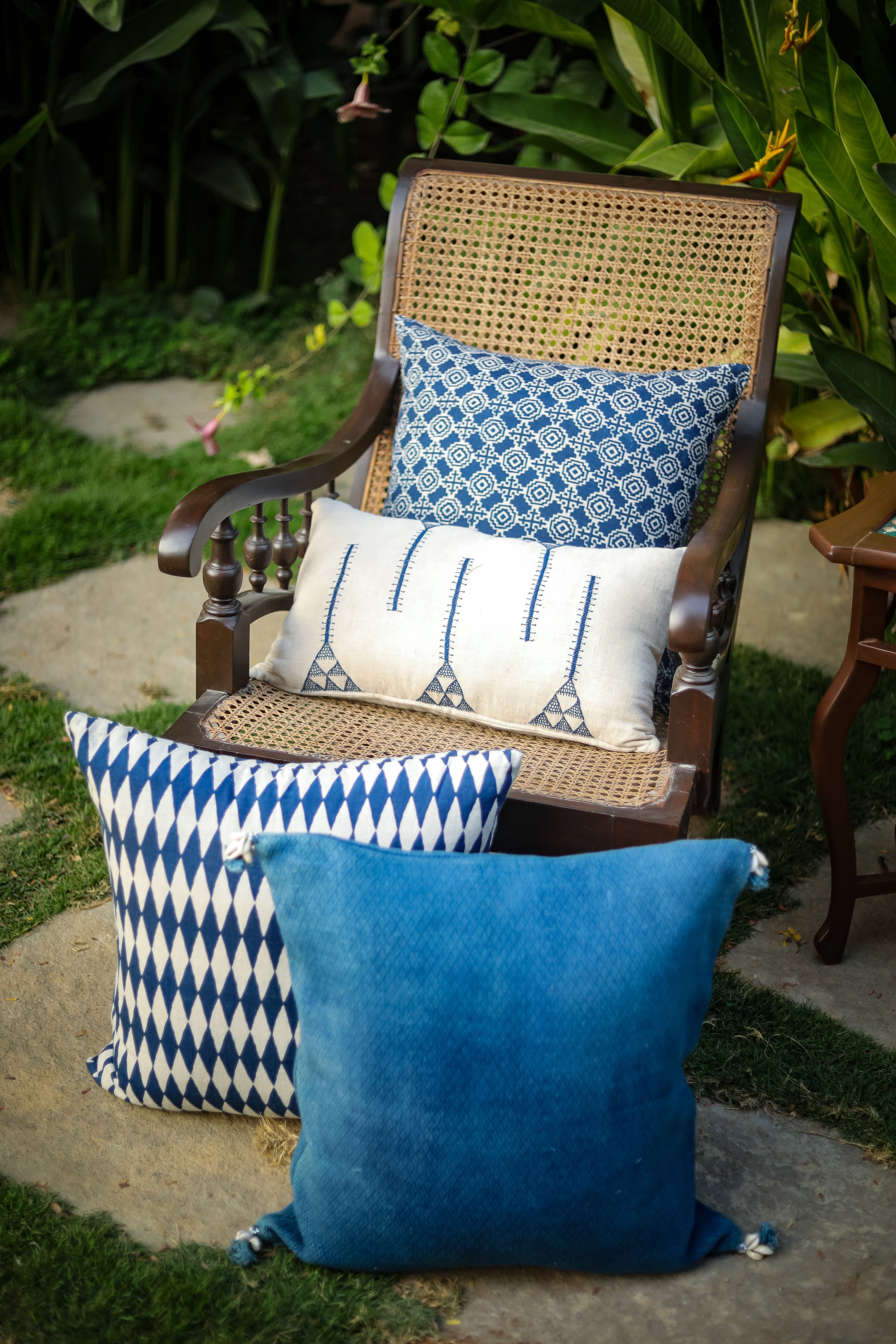 Anguri Lines Indigo Decorative Pillow Cover