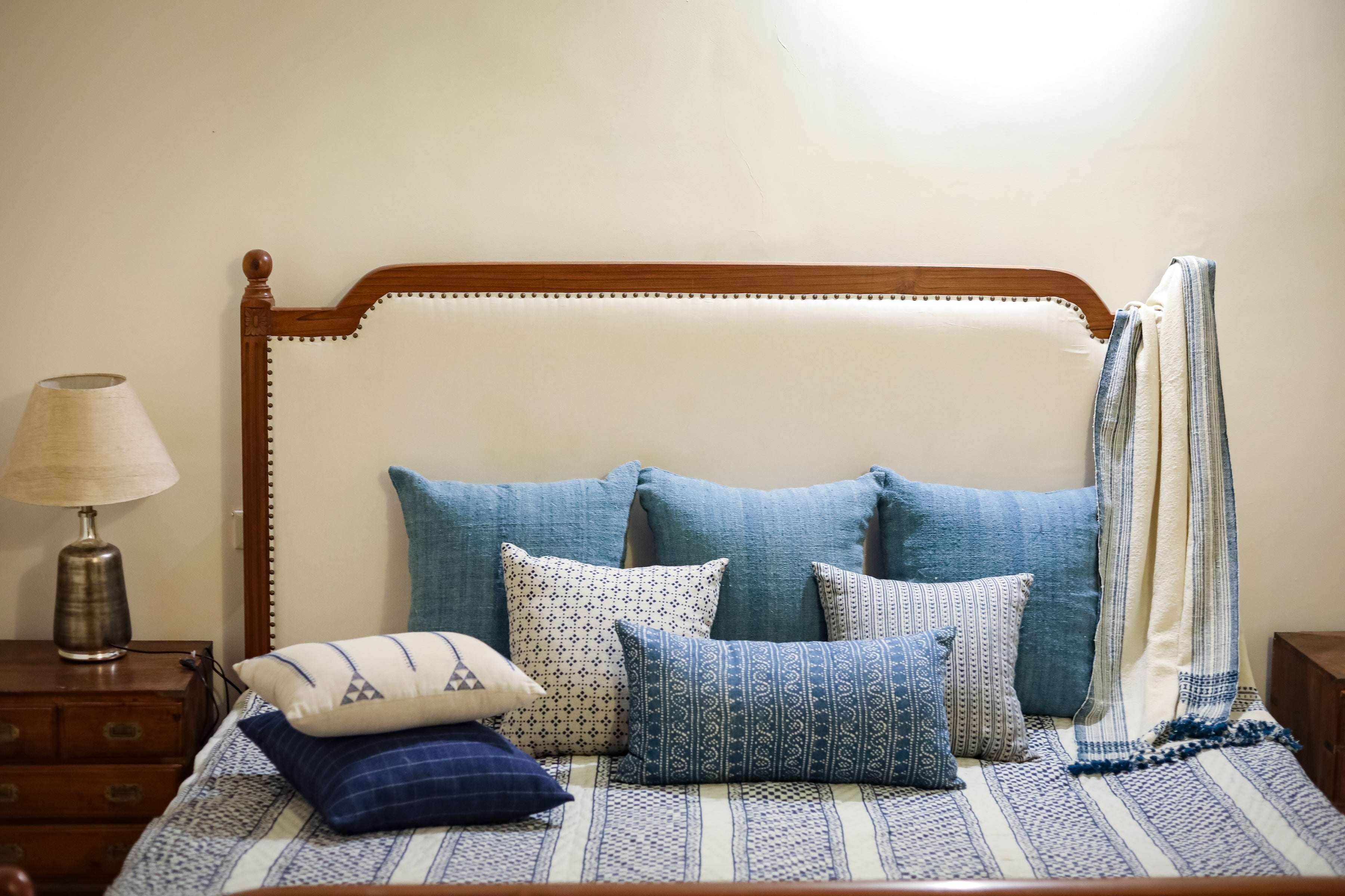Anguri Lines Indigo Decorative Pillow Cover