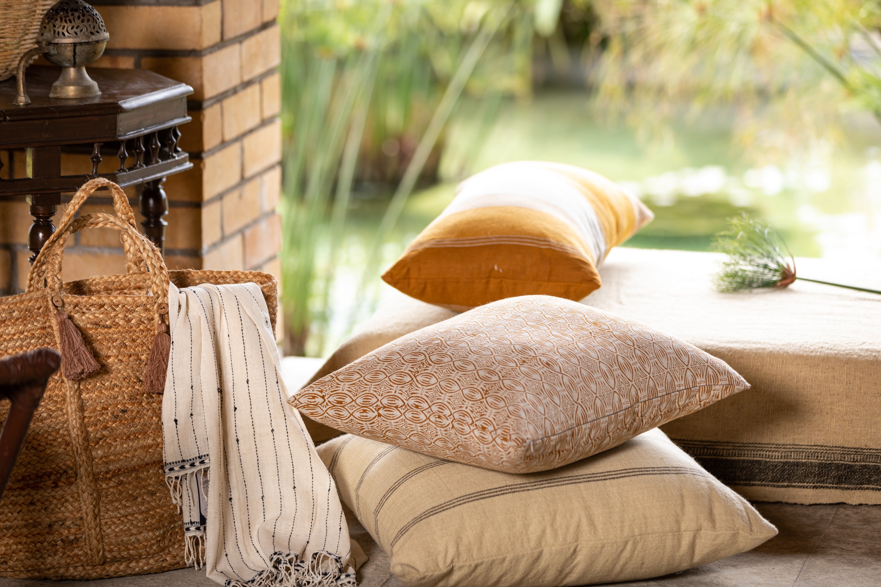 BK Cream/Espresso Handwoven Pillow Cover