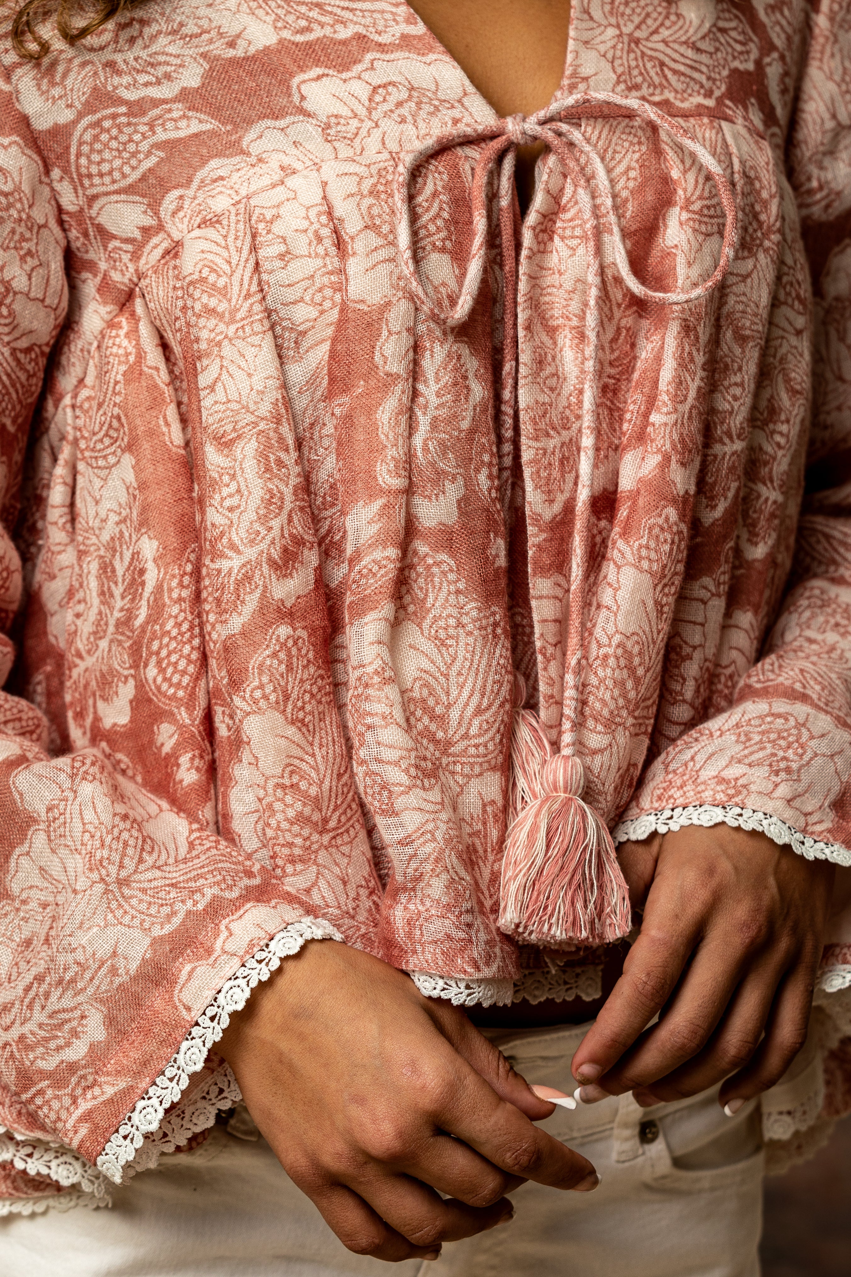 Junoon Blush Pink Sheer Linen Jacket