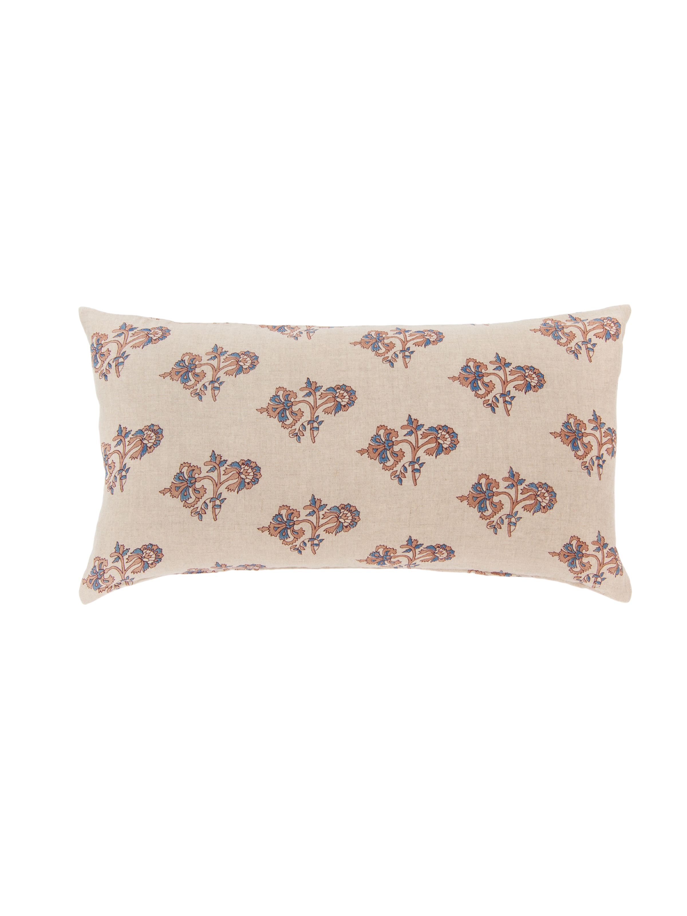 Carnation Blue And Taupe Lumbar Pillow