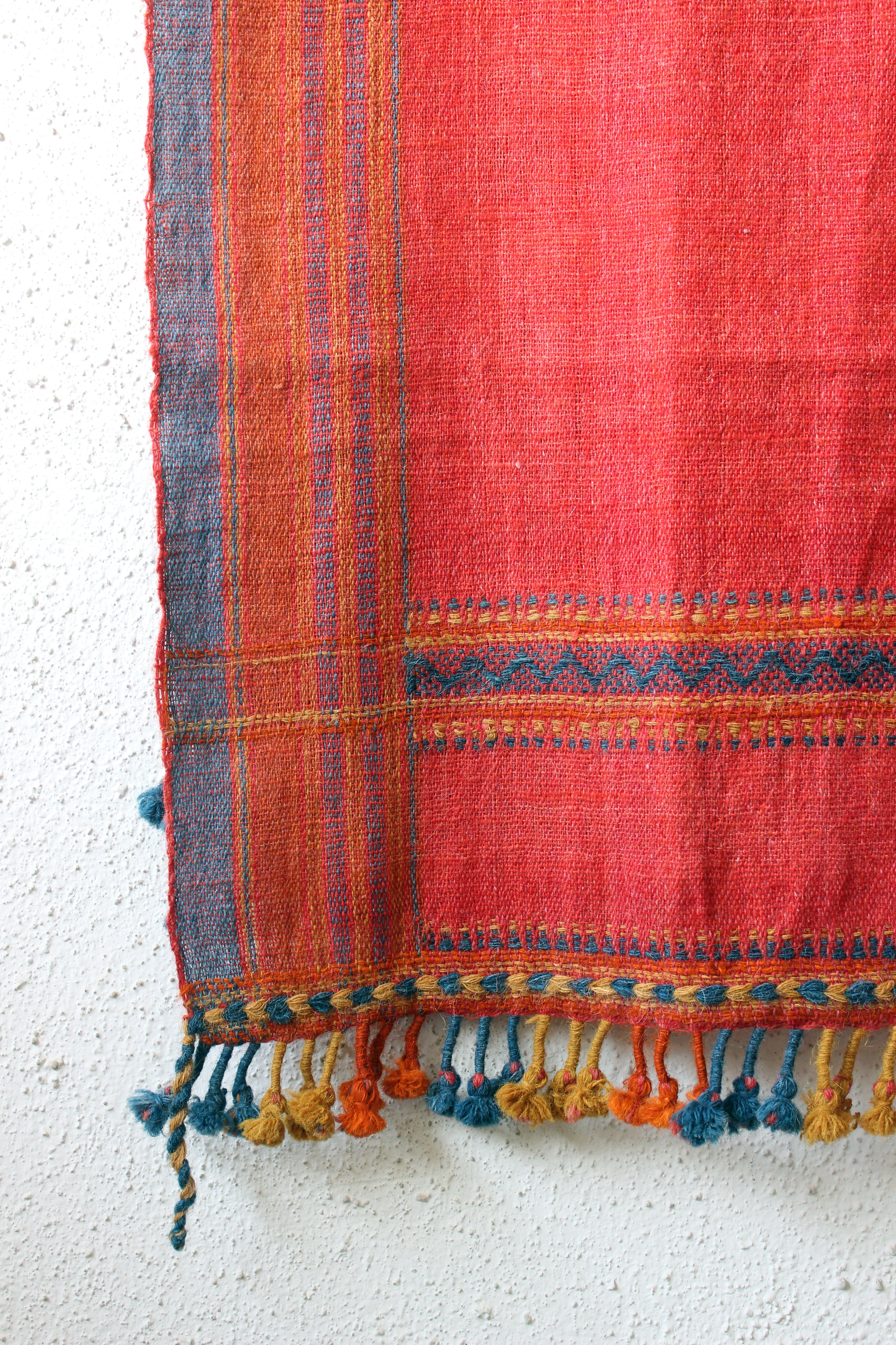 Kutch Cinnabar Red and Indigo Wool Throw