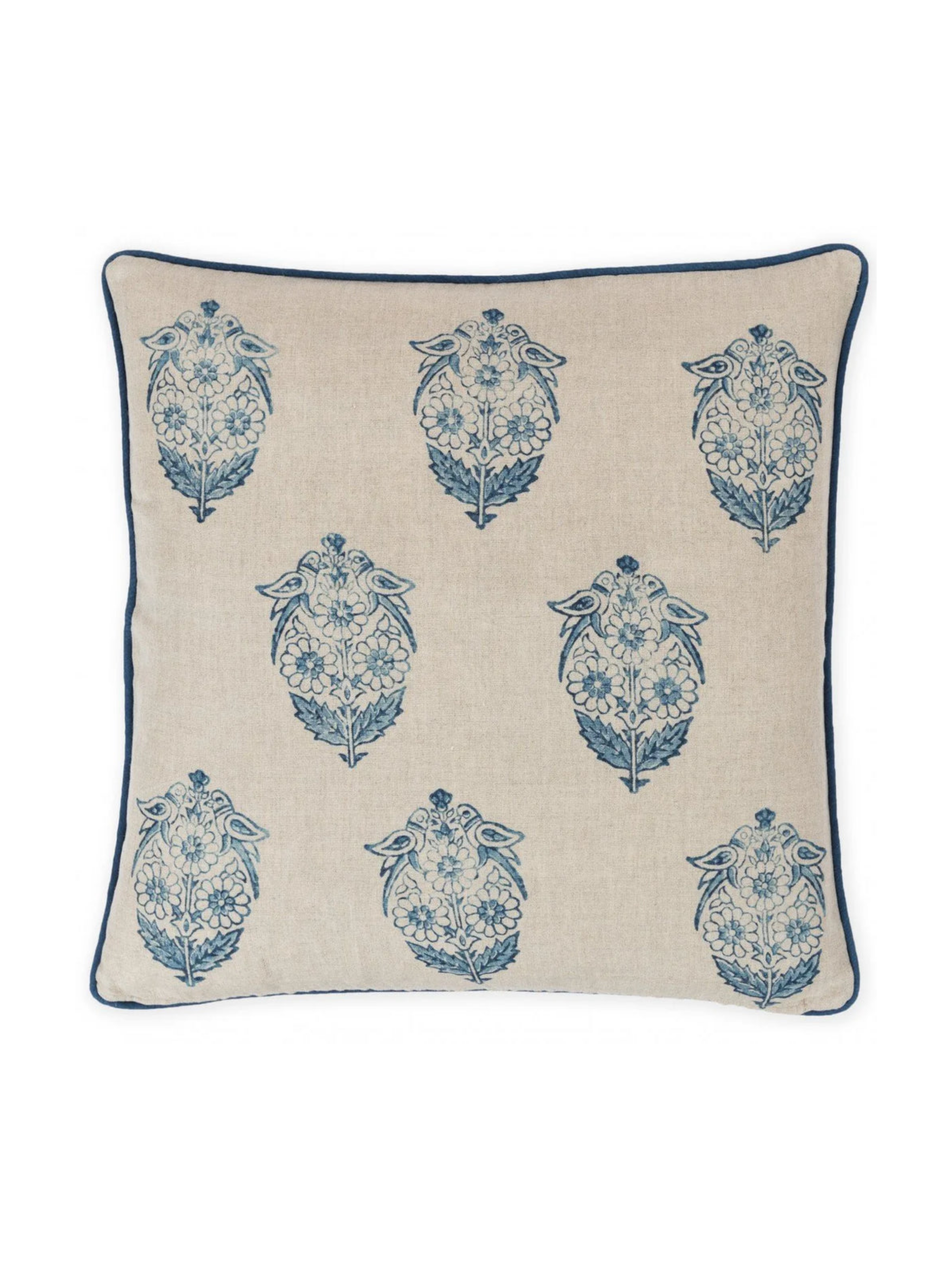 Parakeets Indigo Decorative Pillow