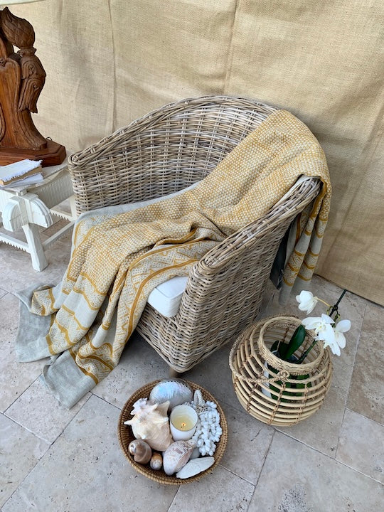 Mancala Ochre Sheer Linen Throw