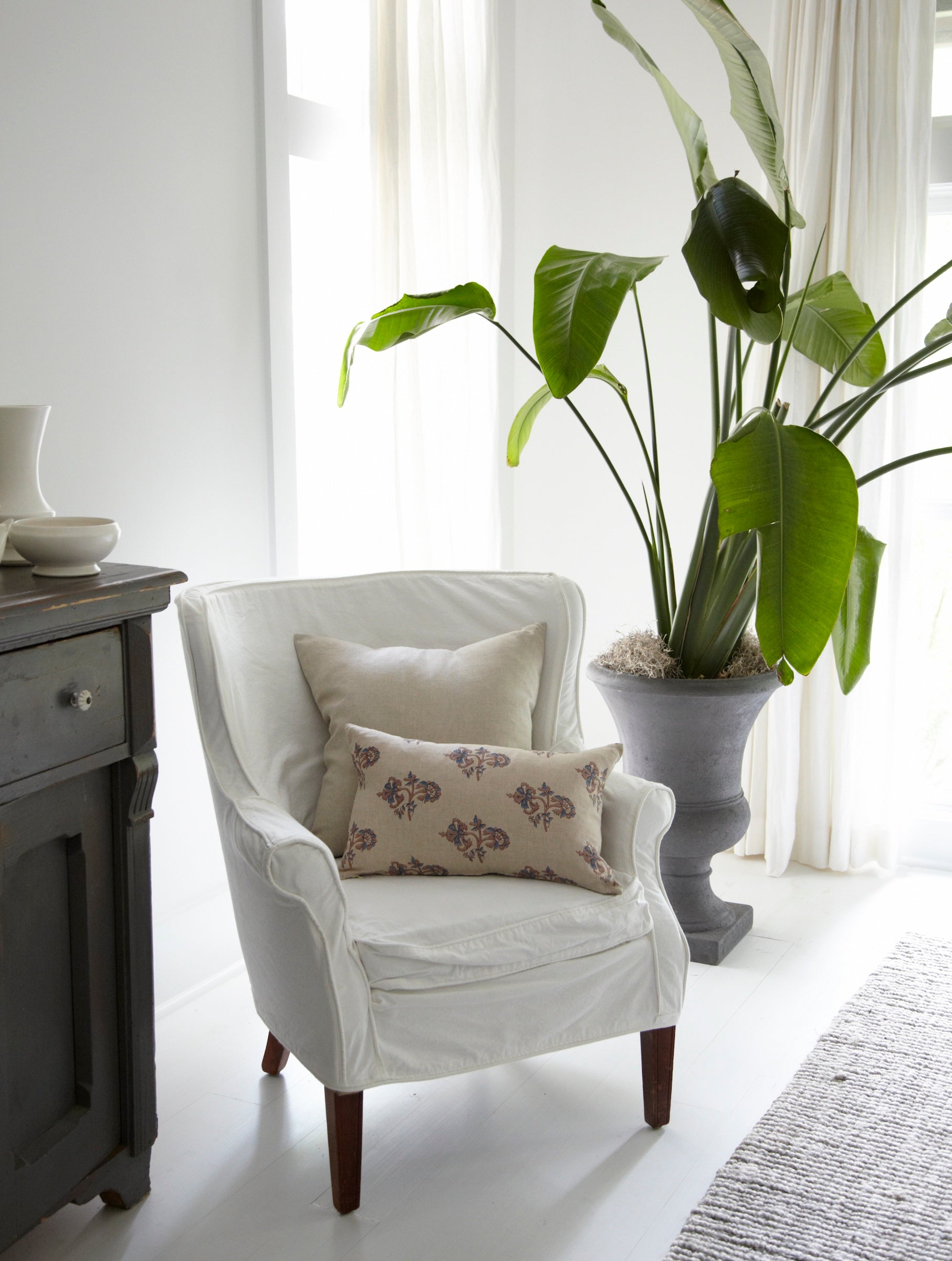 Carnation Blue And Taupe Lumbar Pillow