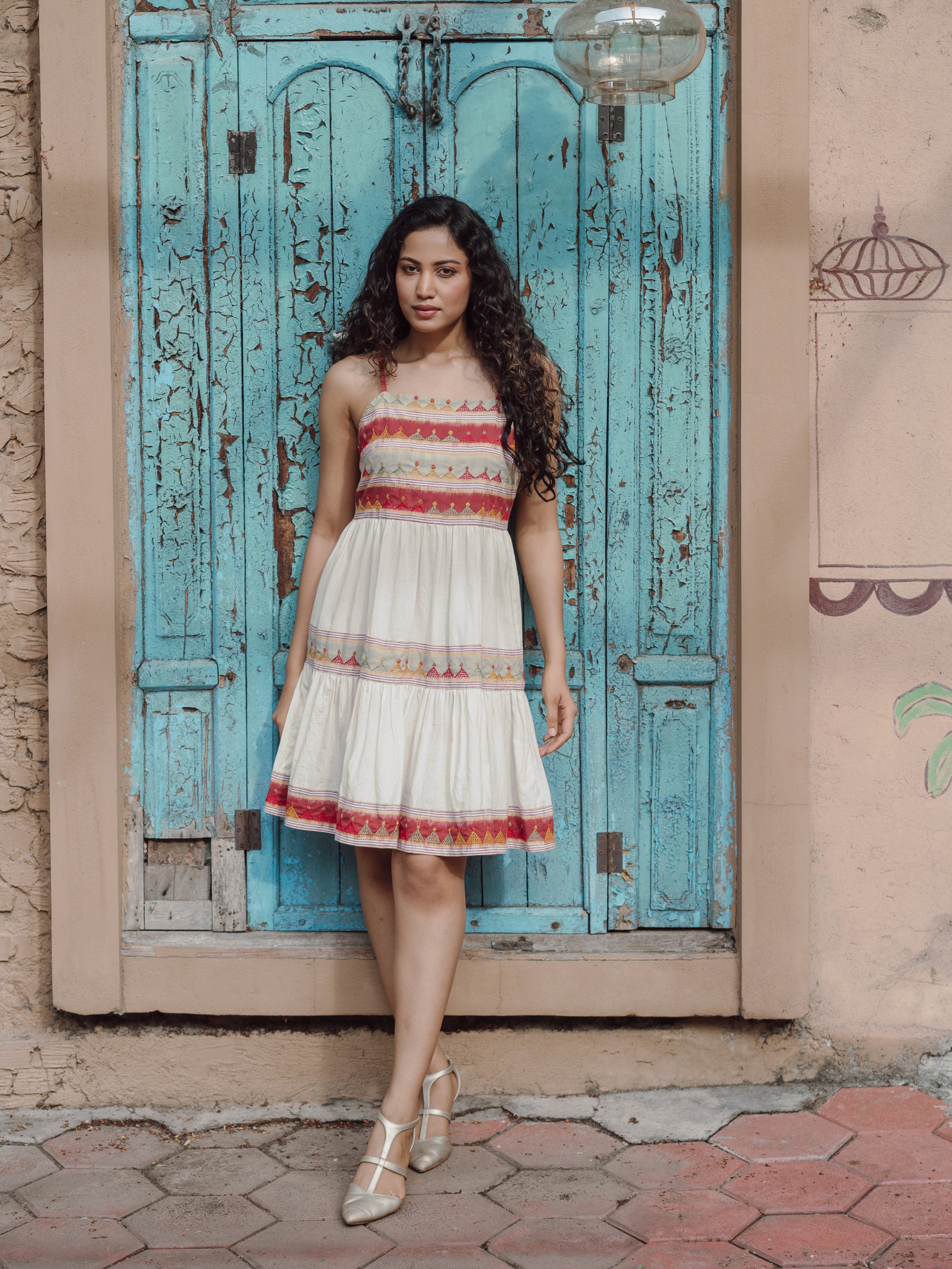 Bora Bora Dress (Ikat Mint Red)