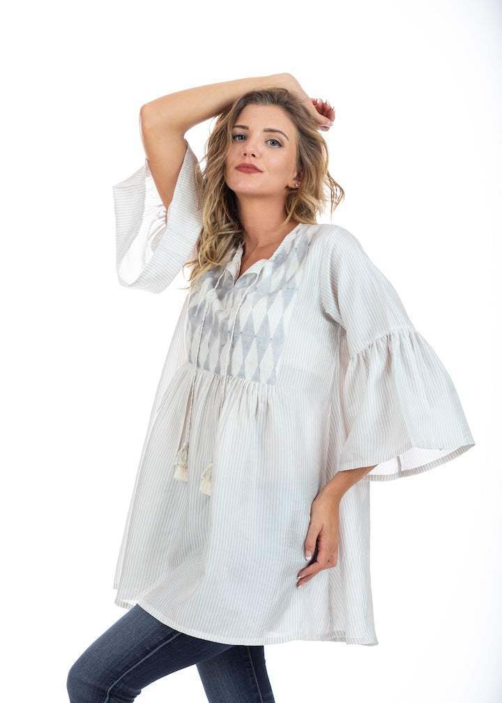 Anahita Slate Silk Tunic Dress