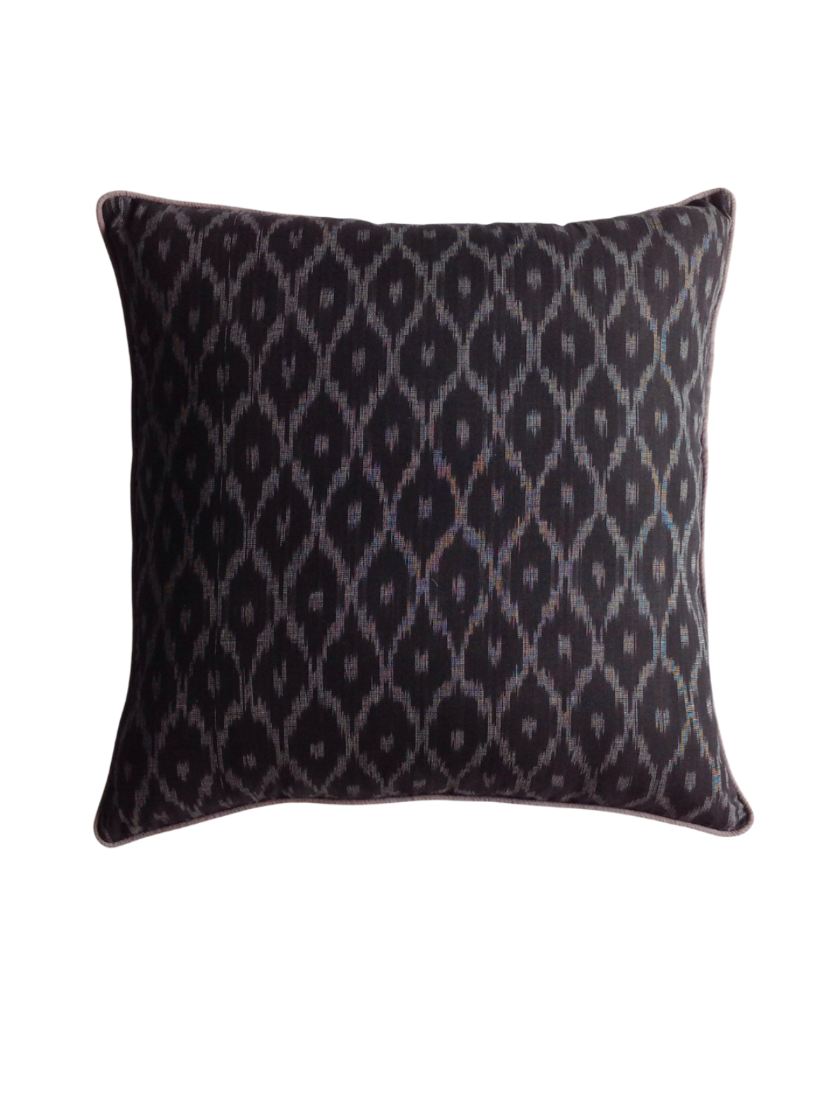 Charcoal Diamond Ikat Pillow Cover With Cording