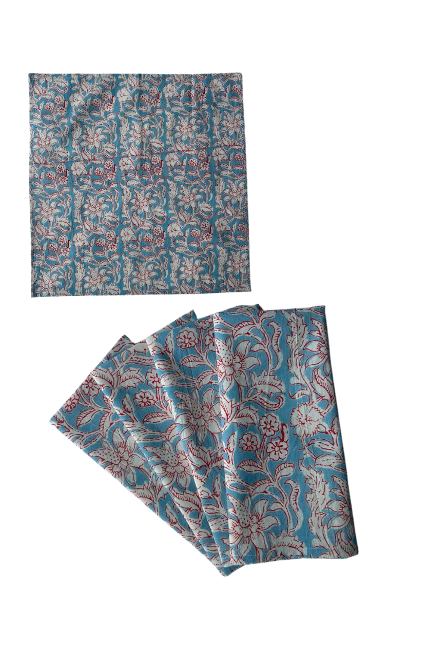 Gardenia Vintage Red & Blue Napkin Set