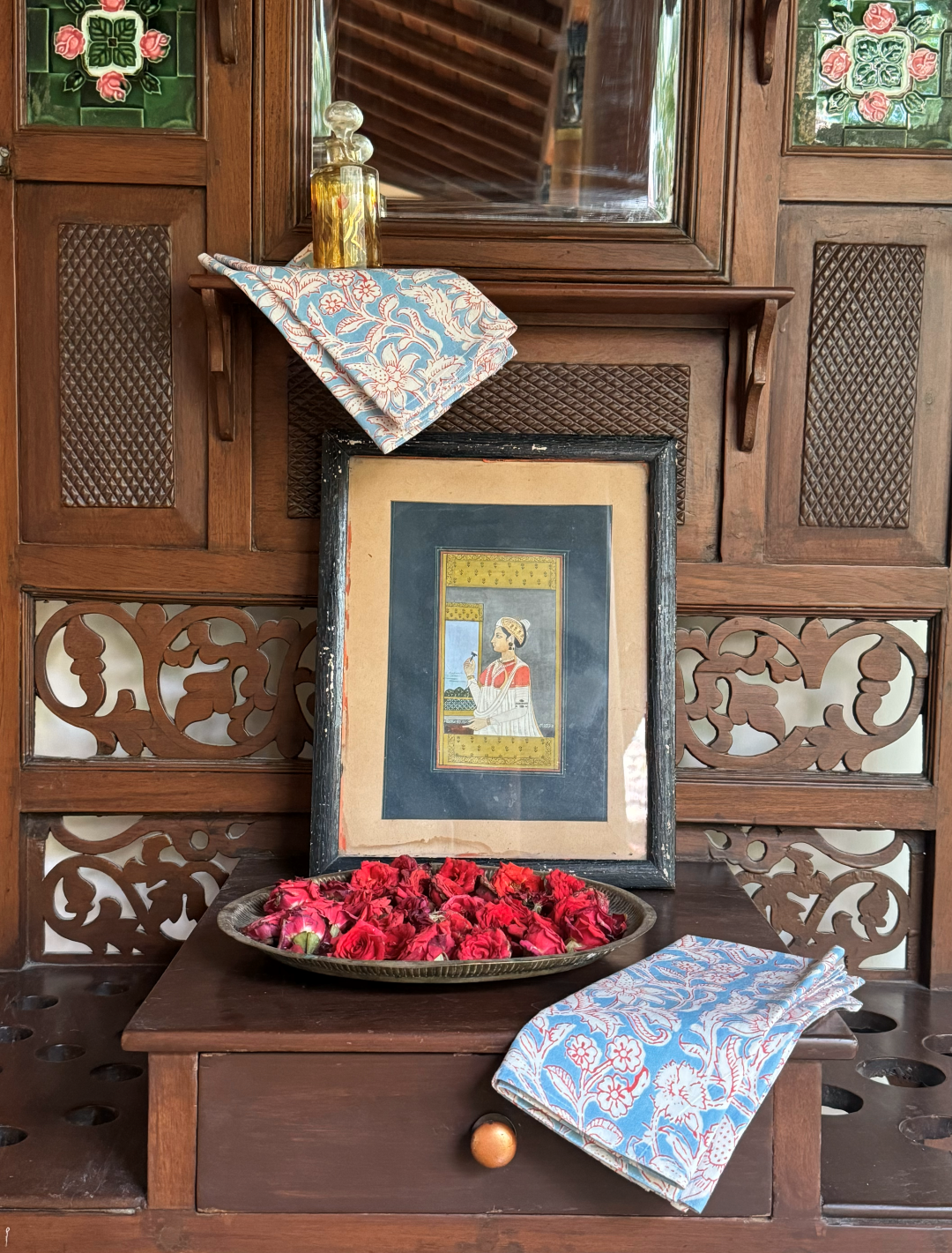 Gardenia Vintage Red & Blue Napkin Set