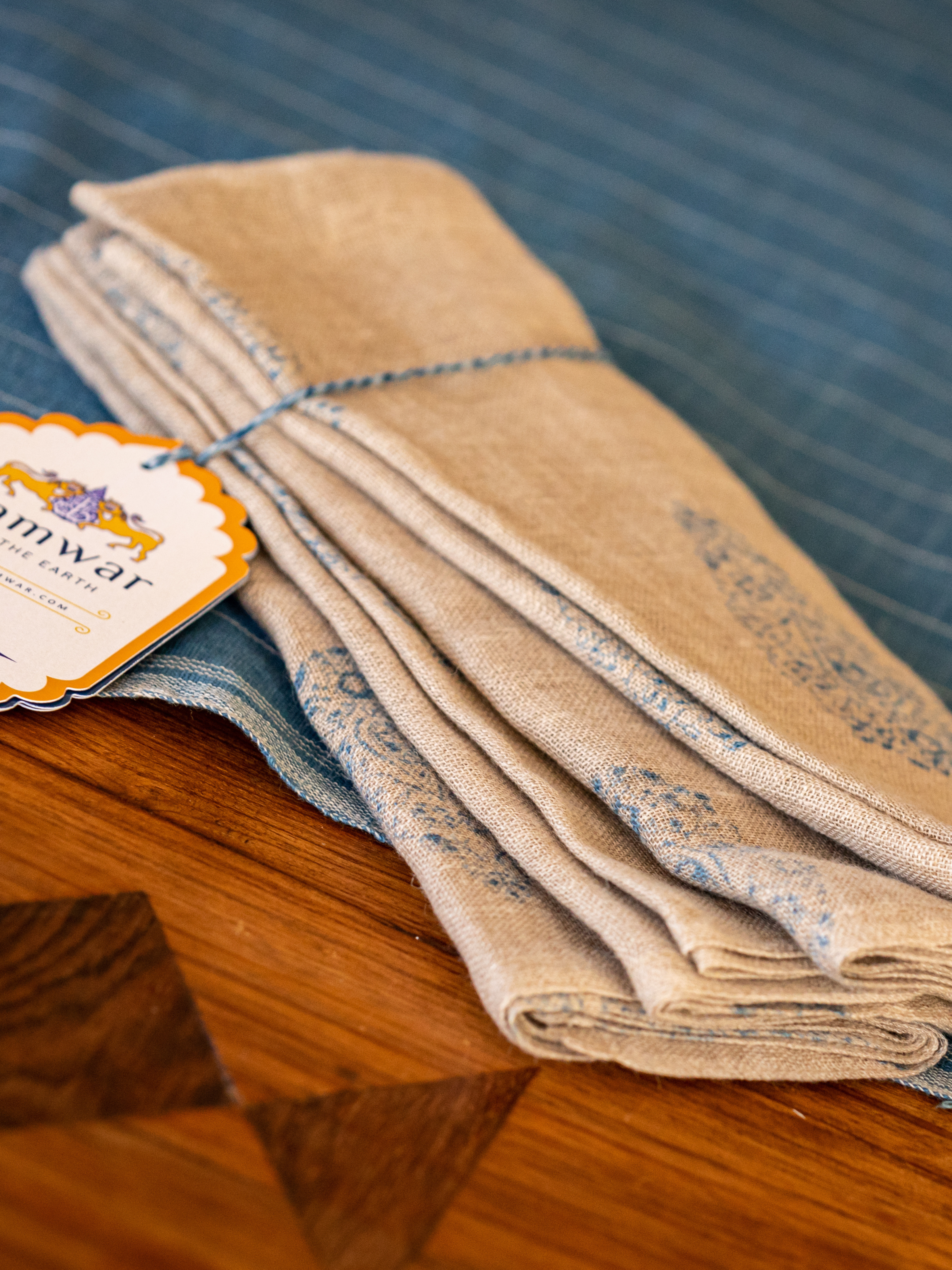 Henna Blue Sheer Linen Napkin Set