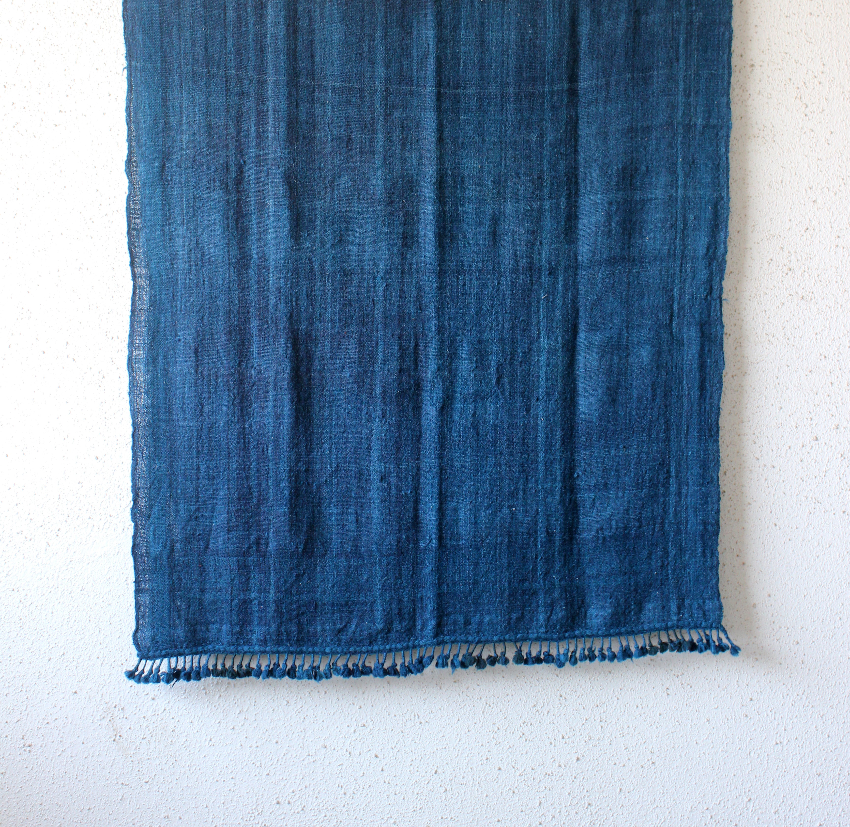 Kutch  Indigo Throw With Pompoms