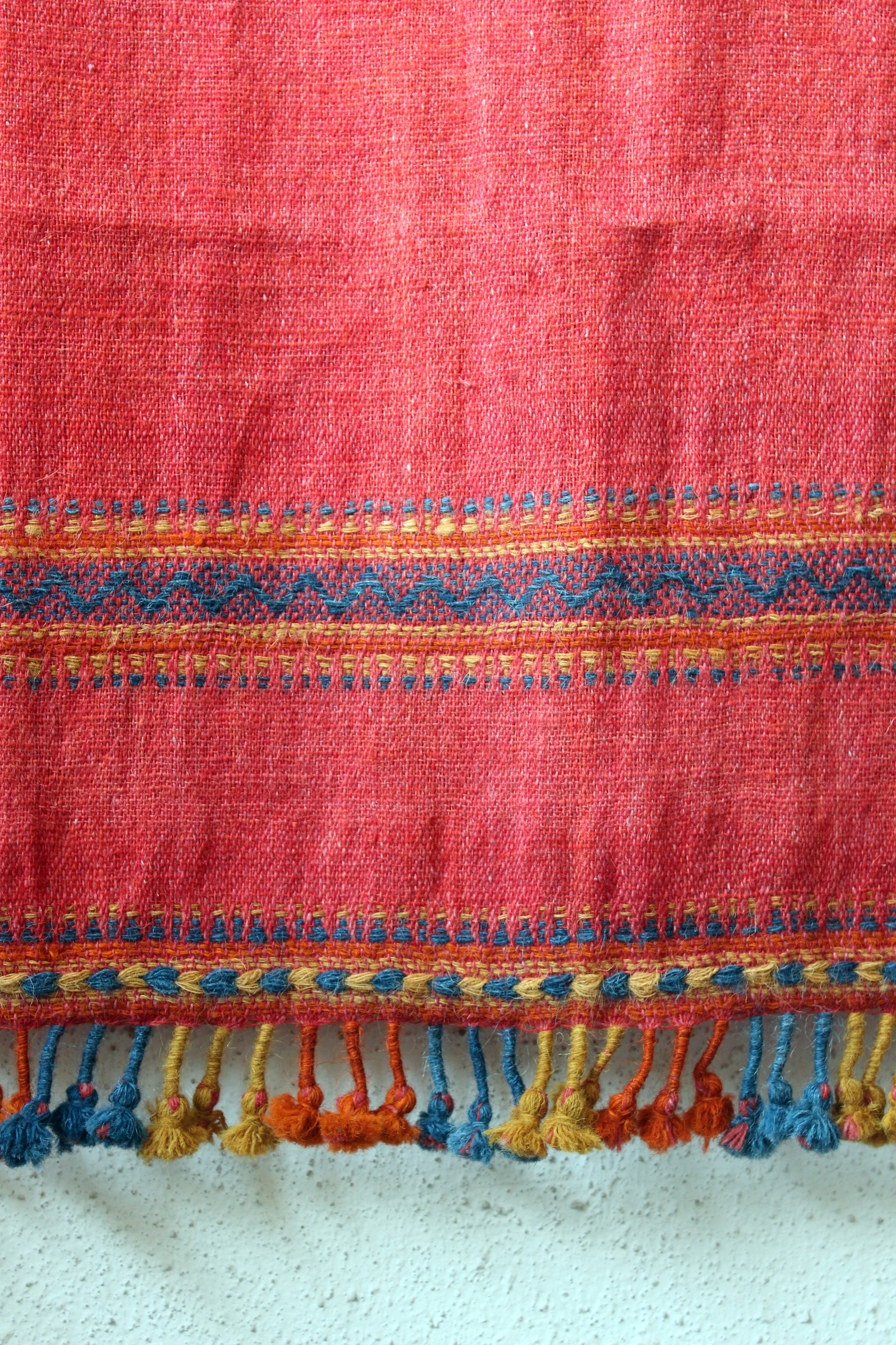 Kutch Cinnabar Red and Indigo Wool Throw