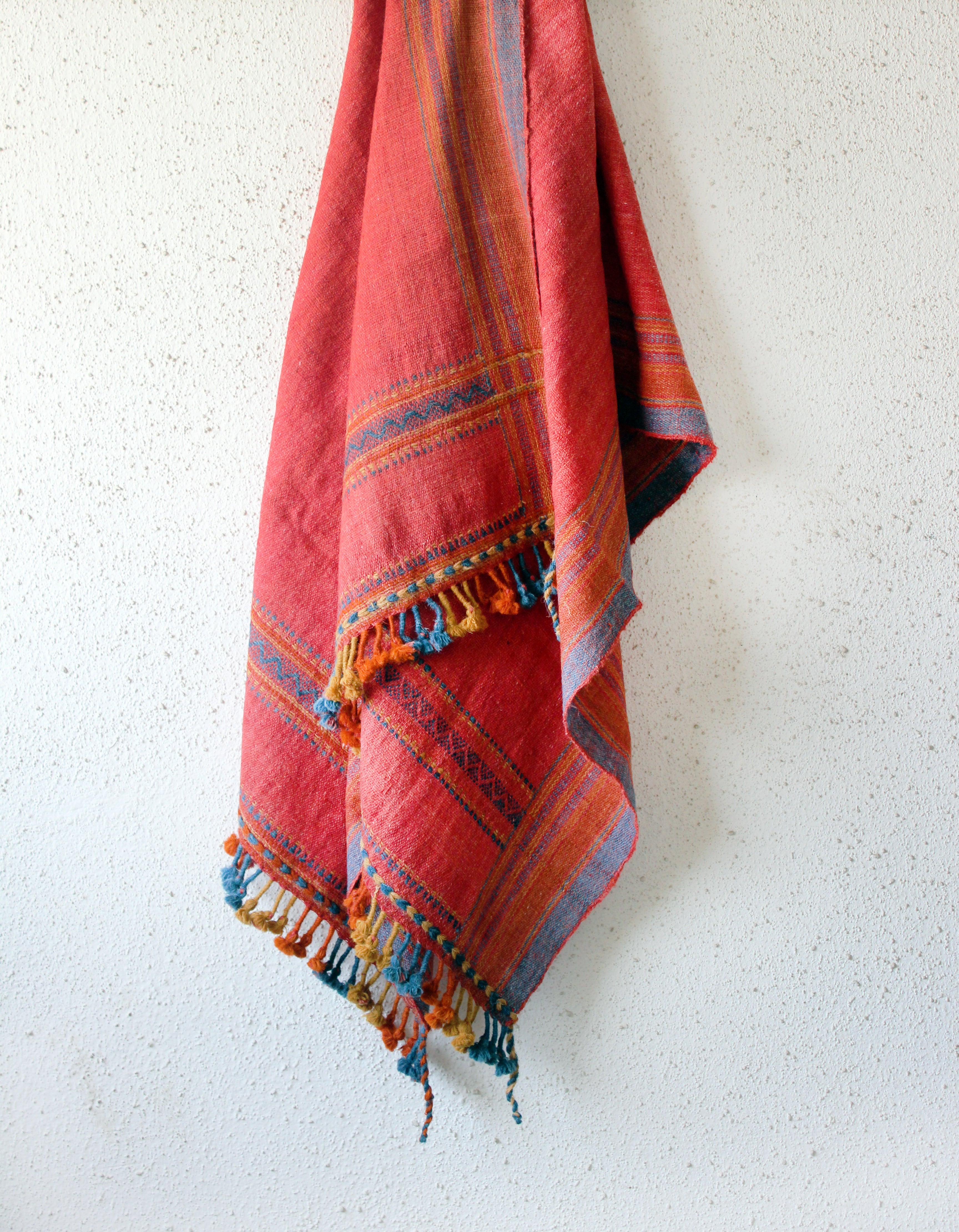 Kutch Cinnabar Red and Indigo Wool Throw