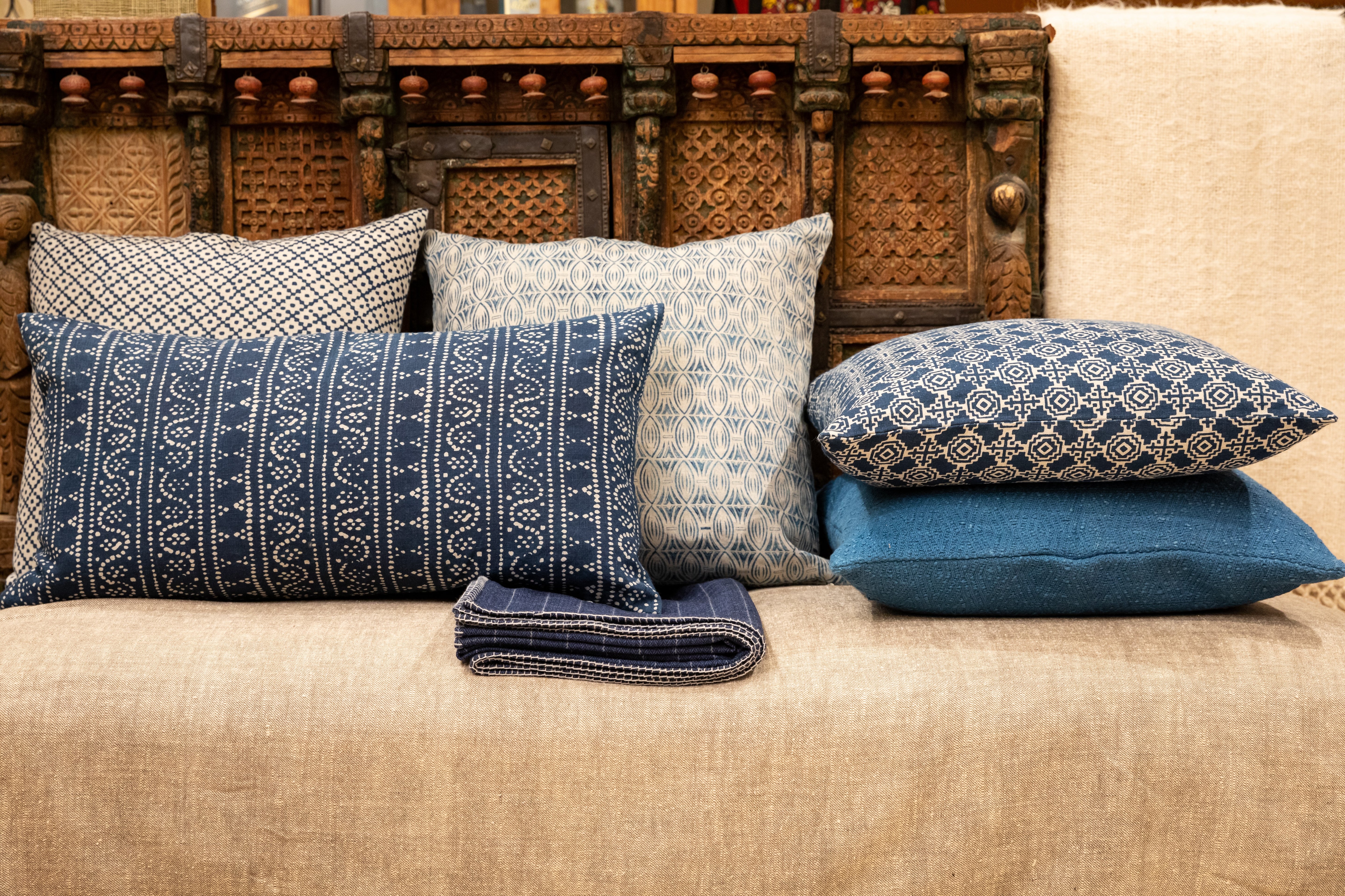 Sumatra Indigo Lumbar Pillow Cover