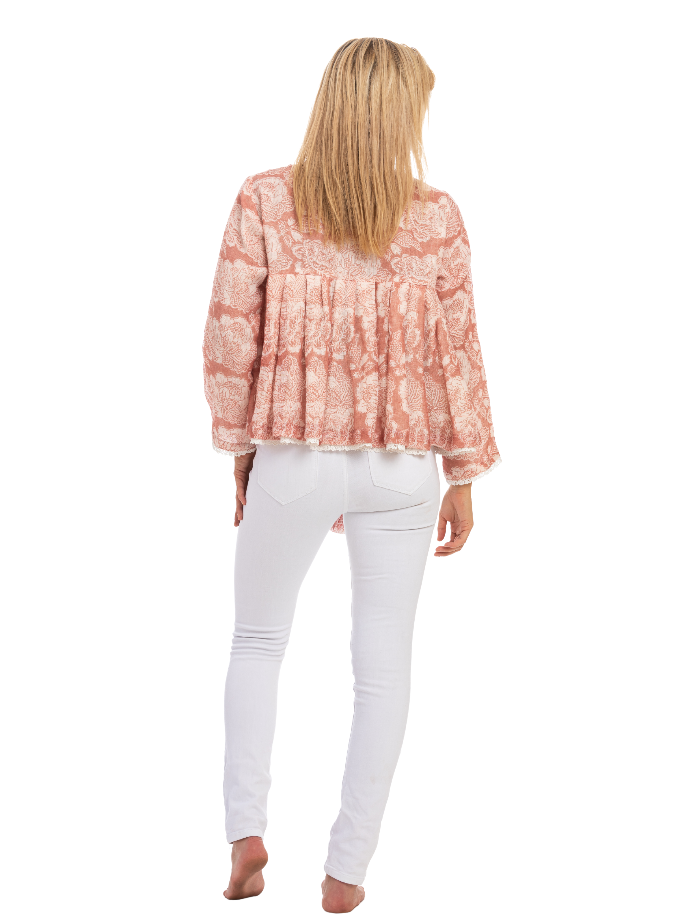 Junoon Blush Pink Sheer Linen Jacket
