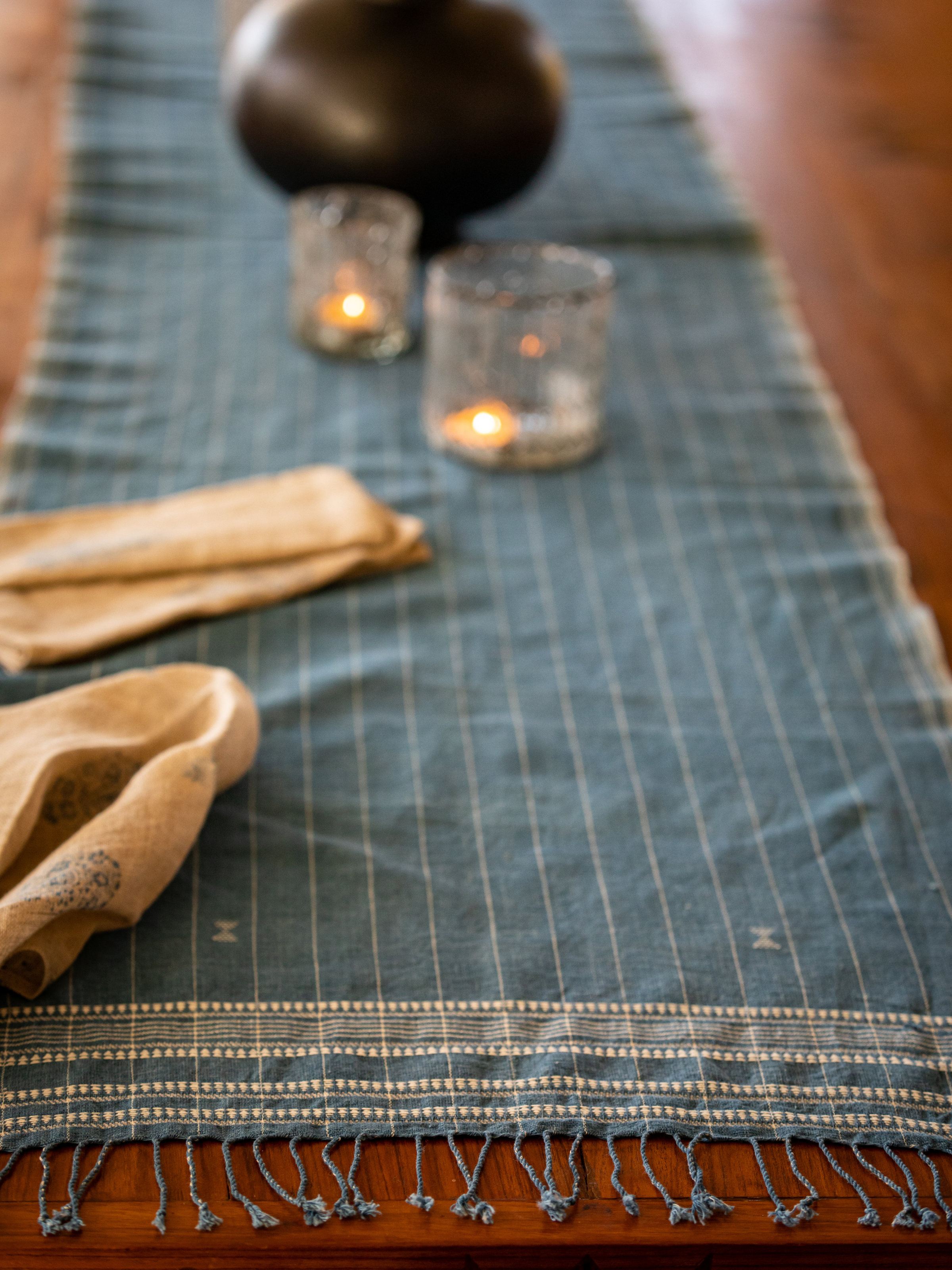 Khamir Indigo Table Runner