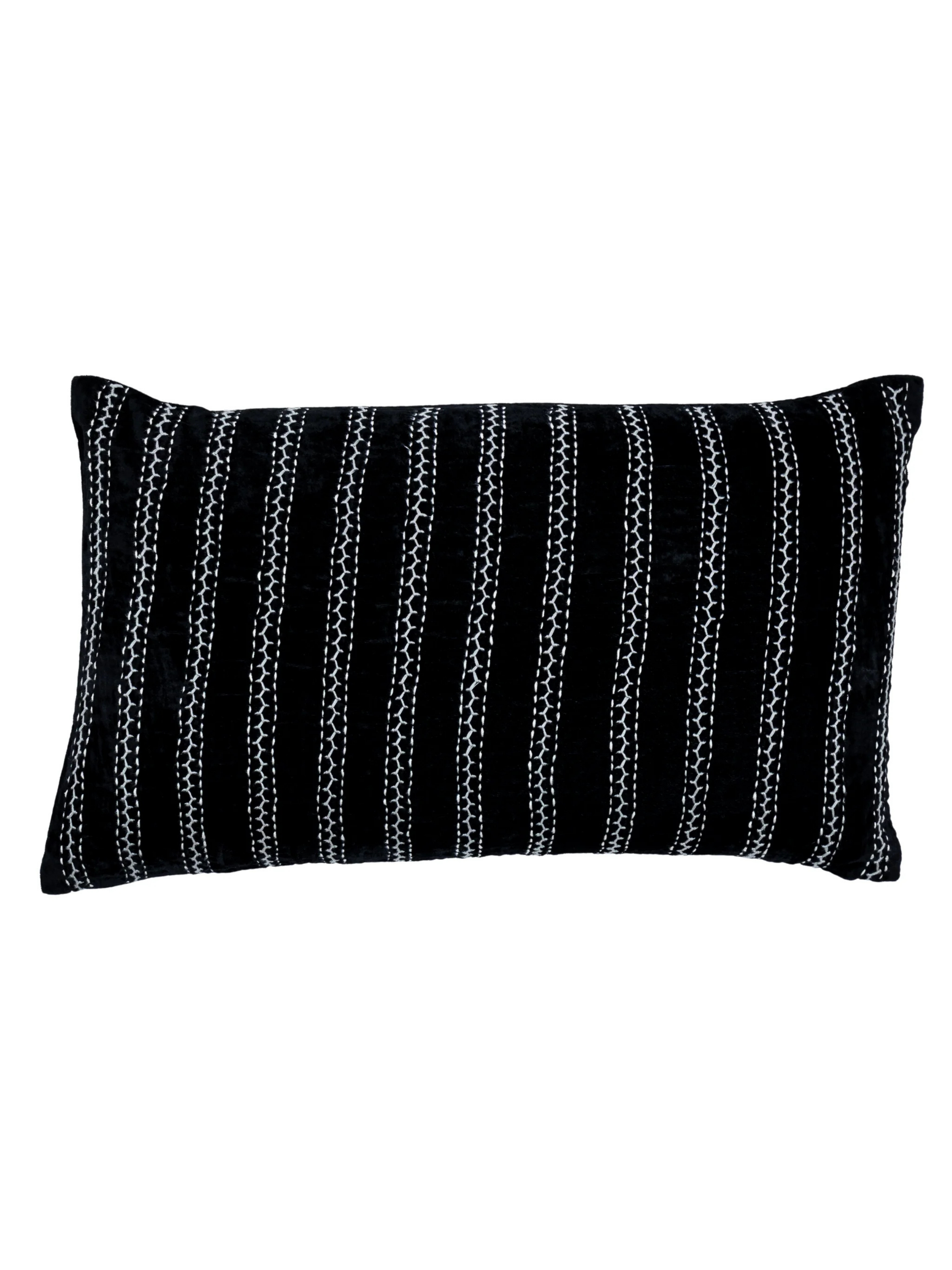 Lakhir Velvet Charcoal Petit Lumbar Pillow Cover