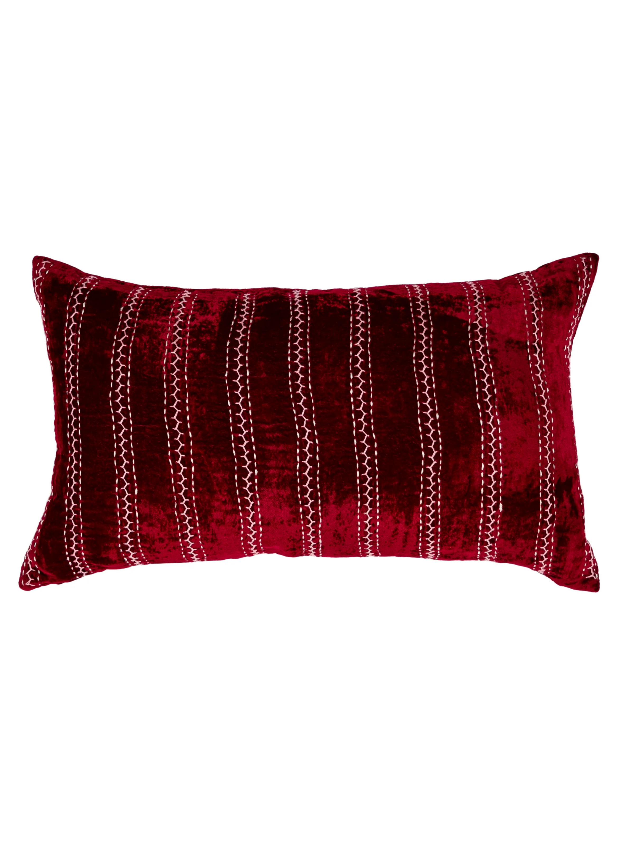 Lakhir Velvet Sangria Petit Lumbar Pillow Cover