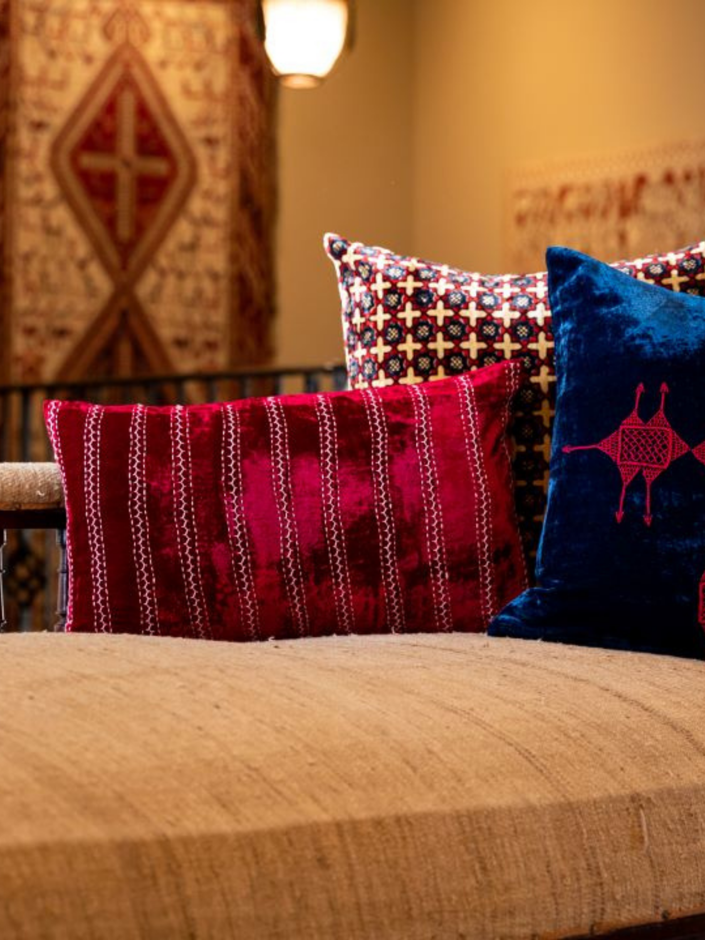 Lakhir Velvet Sangria Petit Lumbar Pillow Cover