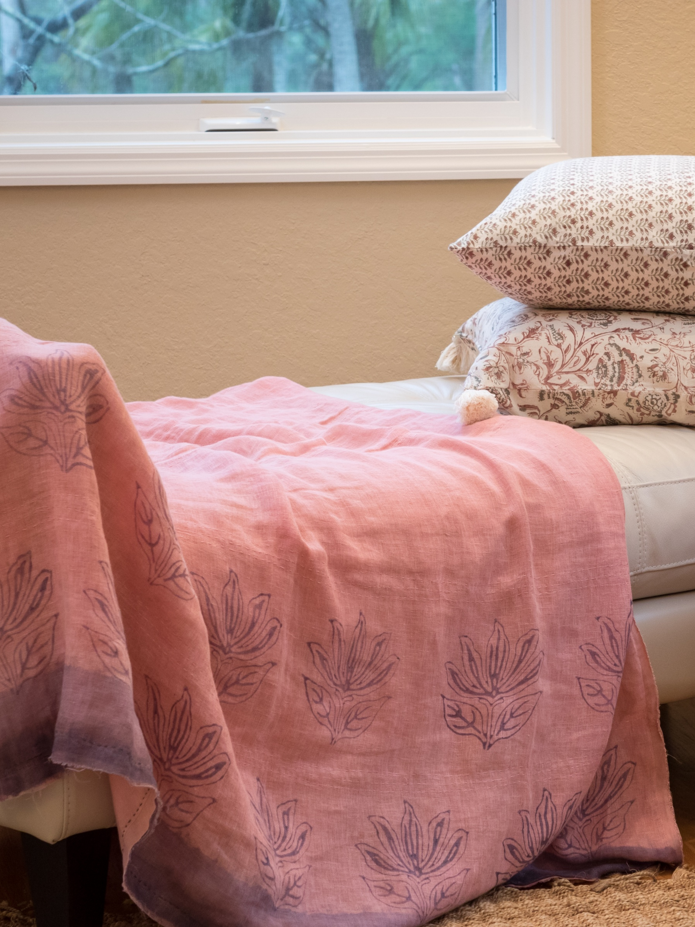 Lotus Blush Sheer Linen Throw