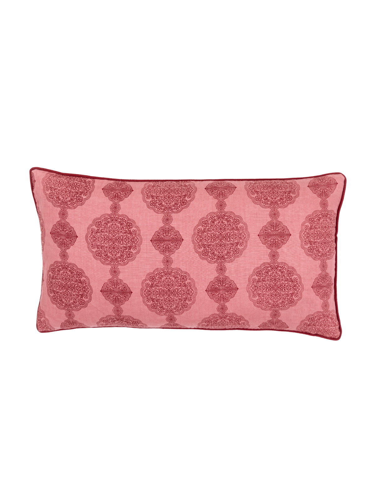 Manali Medallion Sangria & Old Rose Lumbar Pillow Cover