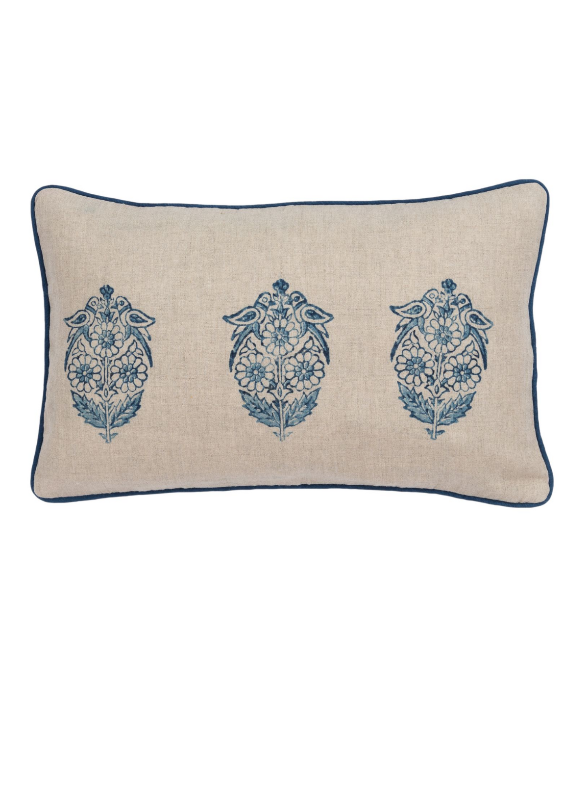 Parakeets Indigo Petit Lumbar Pillow Cover