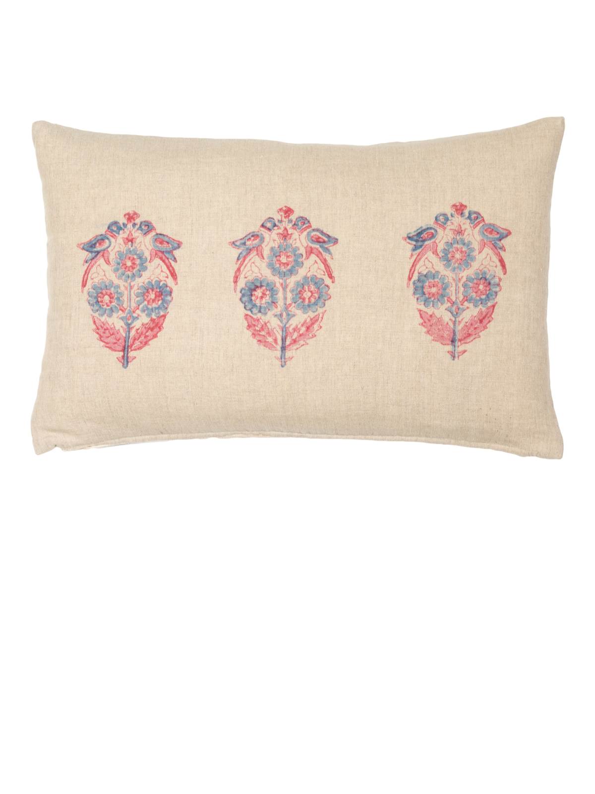 Parakeets Vintage Red & Blue Petit Lumbar Pillow Cover