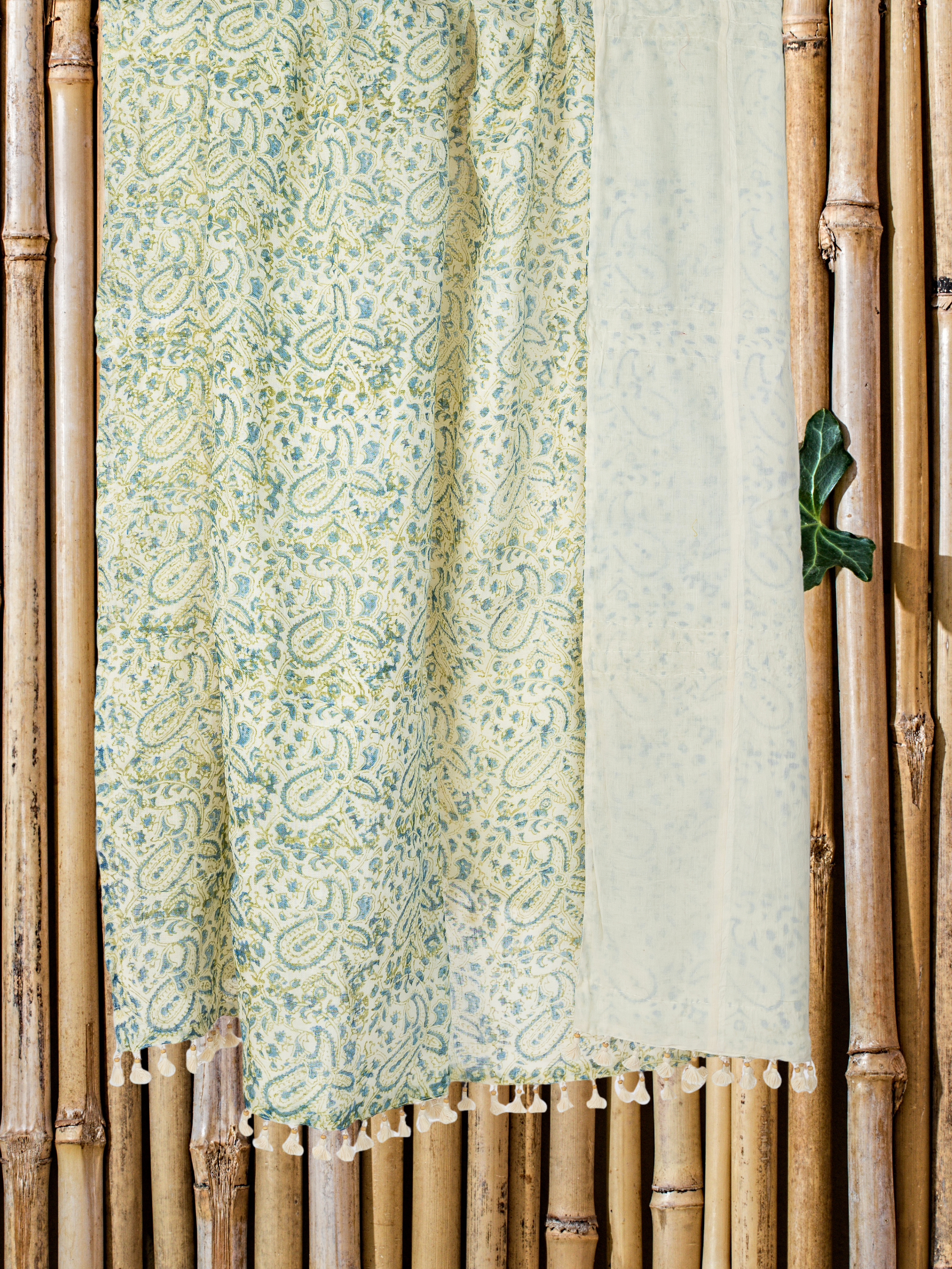 Meenakshi Blue Green Sheer Linen Throw