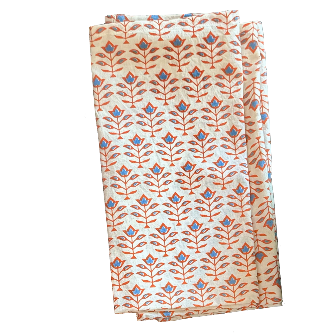 Provence Coral & Blue Napkin Set