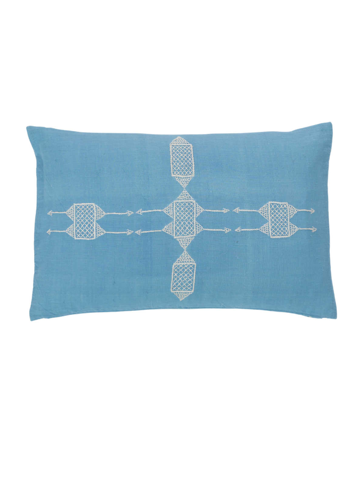 Rufia Cornflower Blue Embroidered Pillow