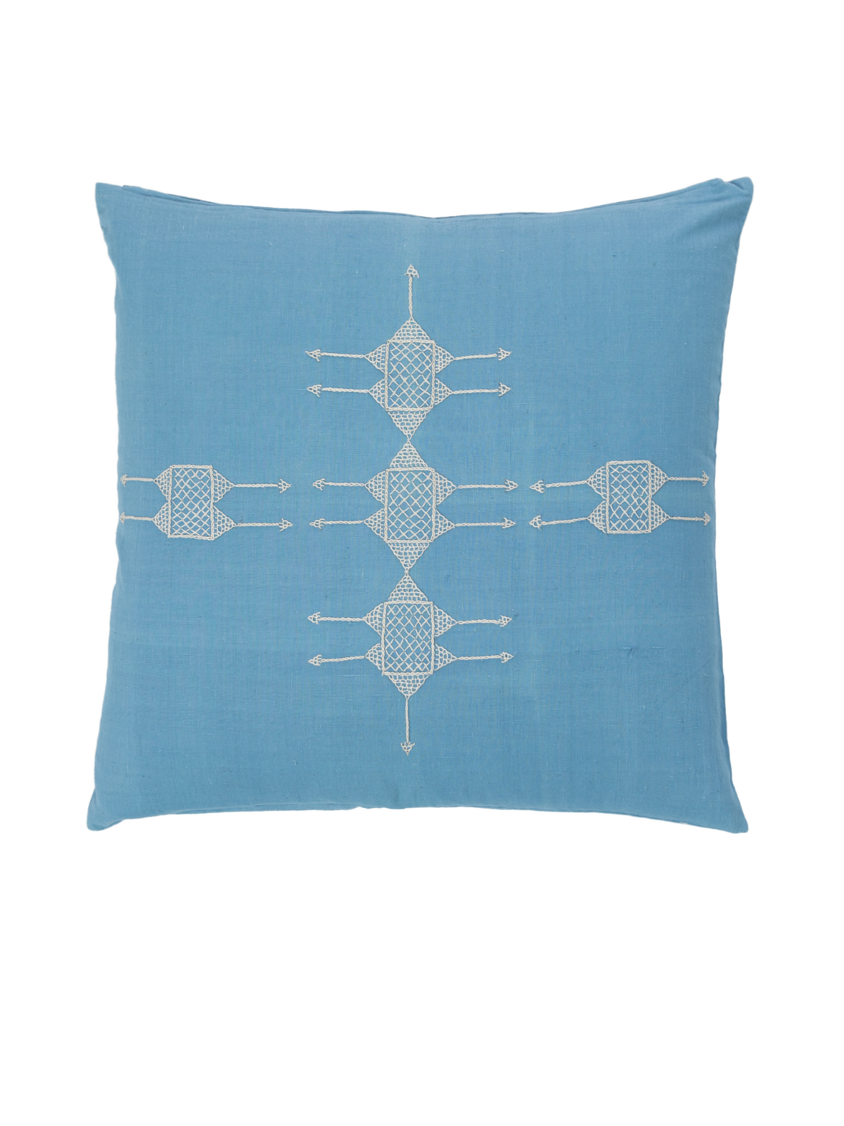 Rufia Cornflower Blue Embroidered Pillow