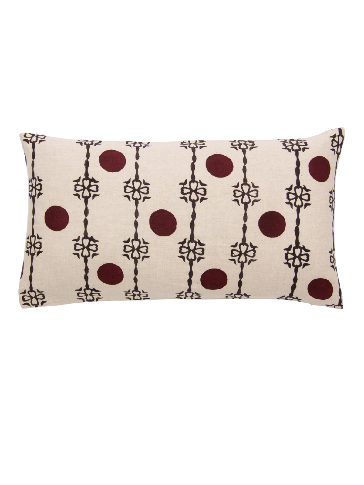 Sake Madder Red & Charcoal Lumbar Pillow