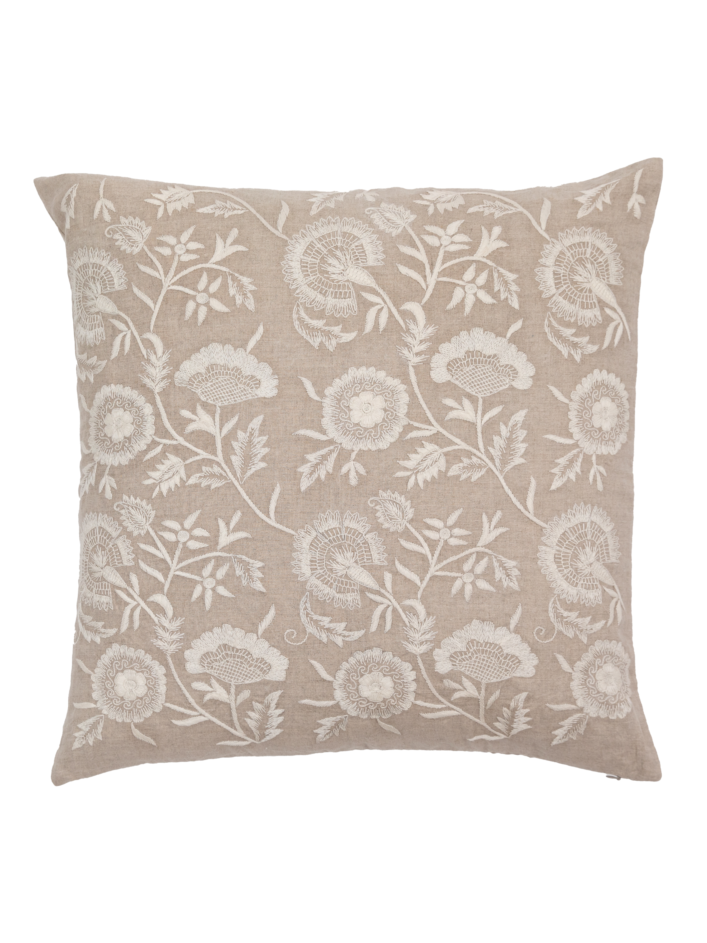 Shenaz Natural Linen Hand-Embroidered Pillow Cover