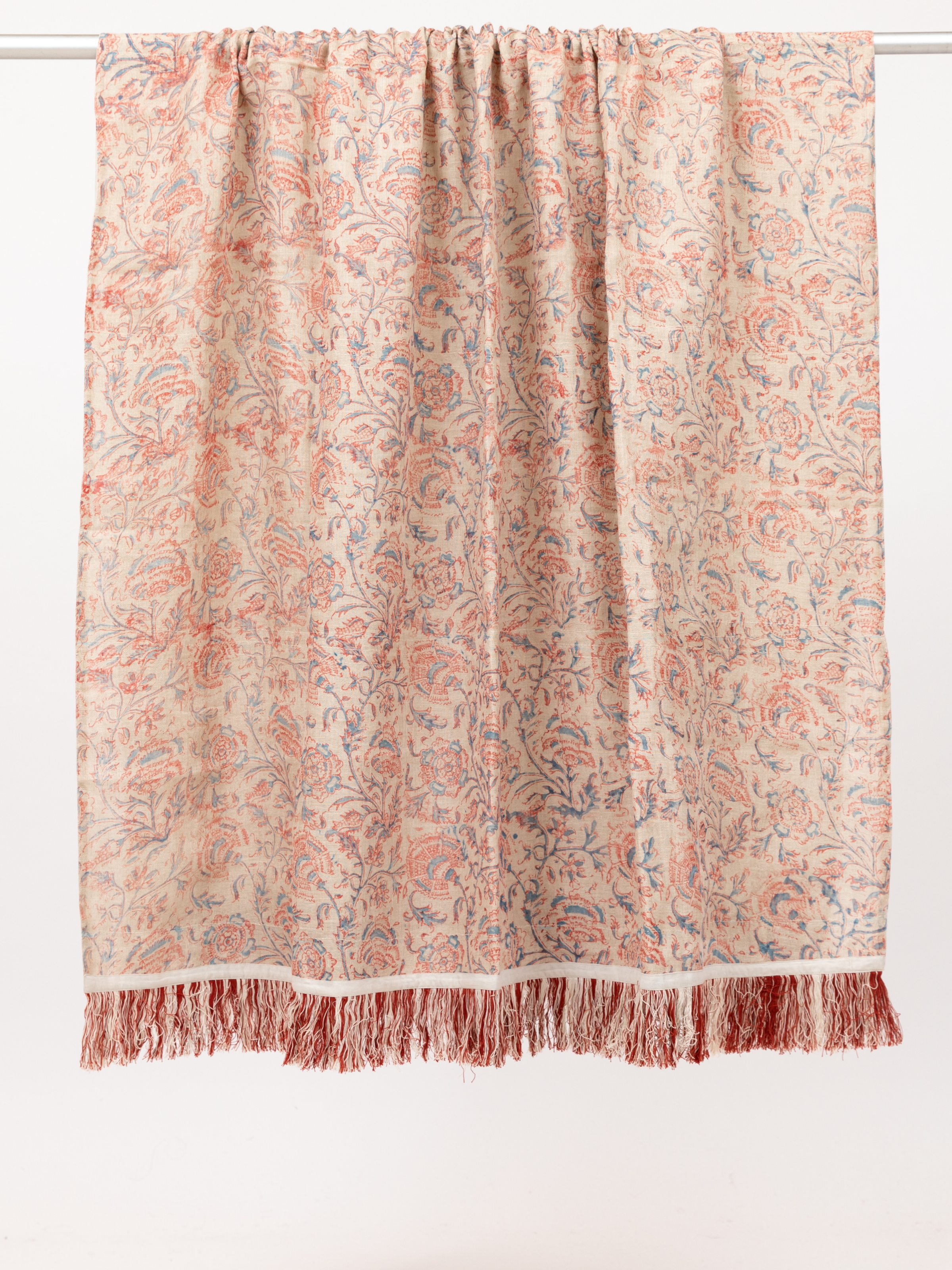 Shenaz Vintage Red and Blue Sheer Linen Throw